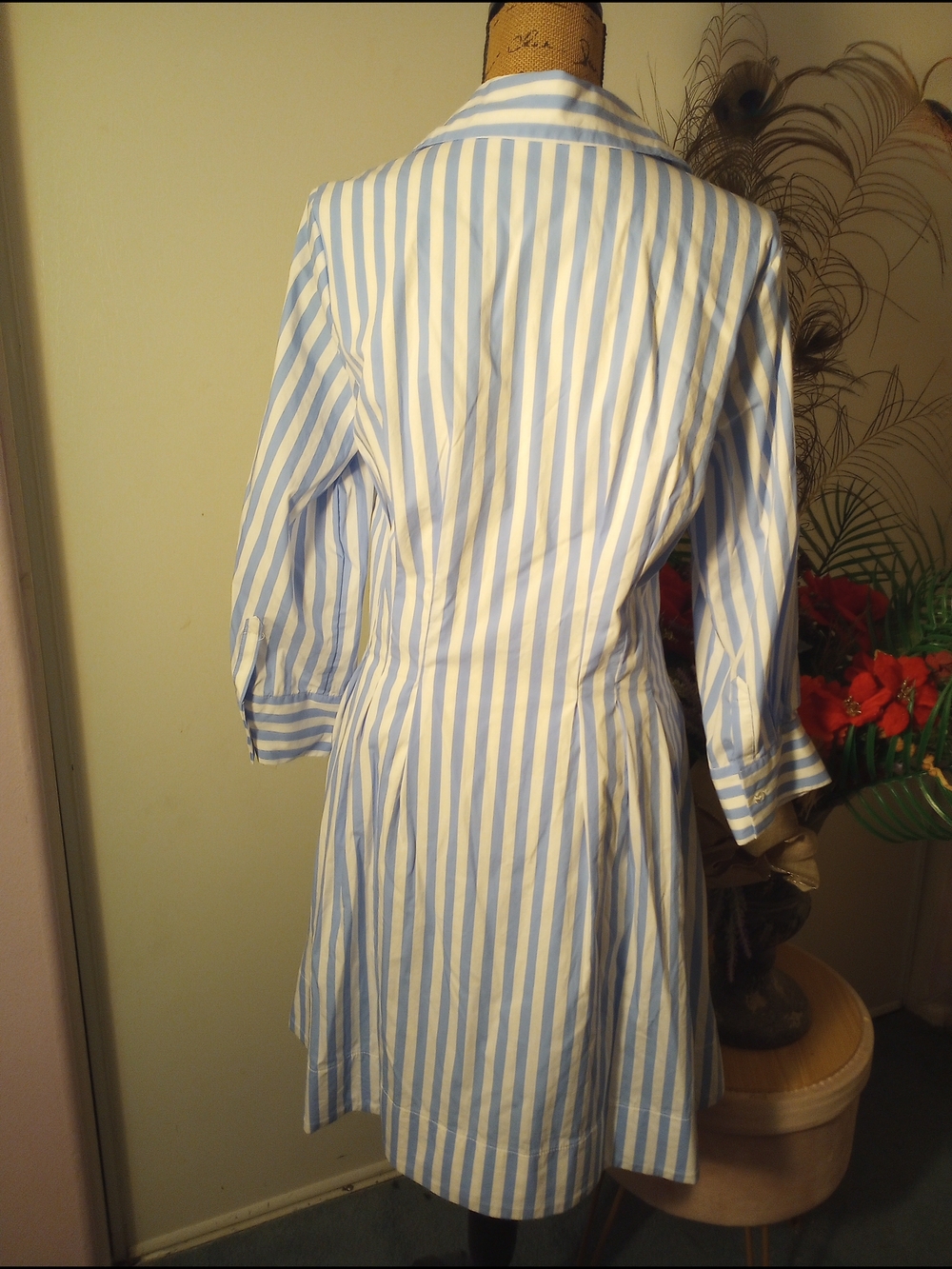 Donna Ricco Blue and White Button-Front Shirt Dress - Picture 3 of 5